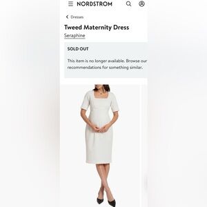 SERAPHINE Tweed Maternity Shift Style Dress Minimalist Career Ecru Size 4